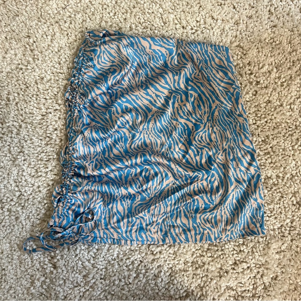 Zebra print silk adjustable mini skirt